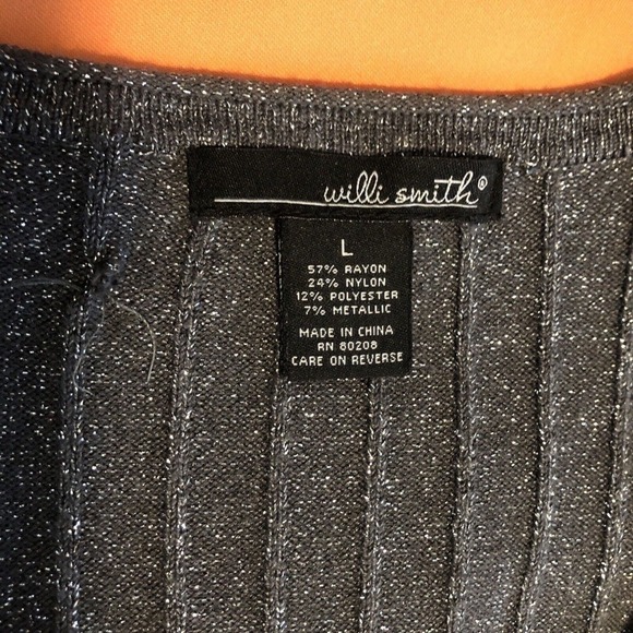 Willie Smith Women's Sweater Cardigan L Long Sleeve Open Front Gray Metallic - Picture 10 of 10